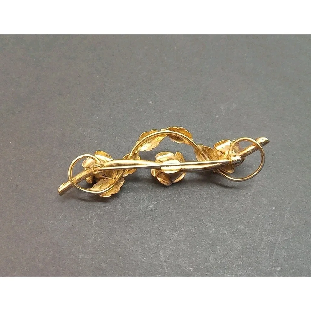 VINTAGE MARLANA? 1/20 12K GOLD FILLED PIN BROOCH ROSES 5.88 Grams